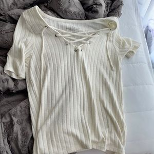 soft and sexy ribbed lace up top